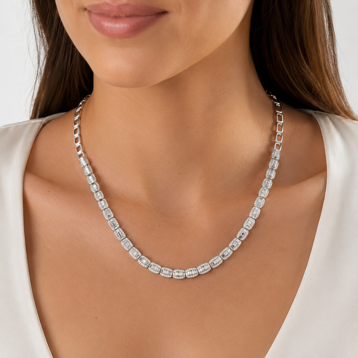 Naszyjnik diamentowy, białe złoto 9,63 ct Ekskluzywne Zegarki