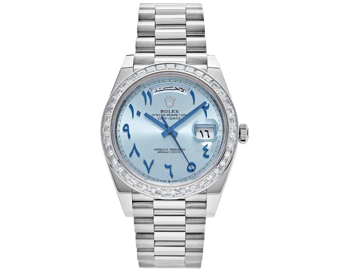 Rolex Day-Date Platinum Ice Blue with Arabic Numerals Ekskluzywne Zegarki