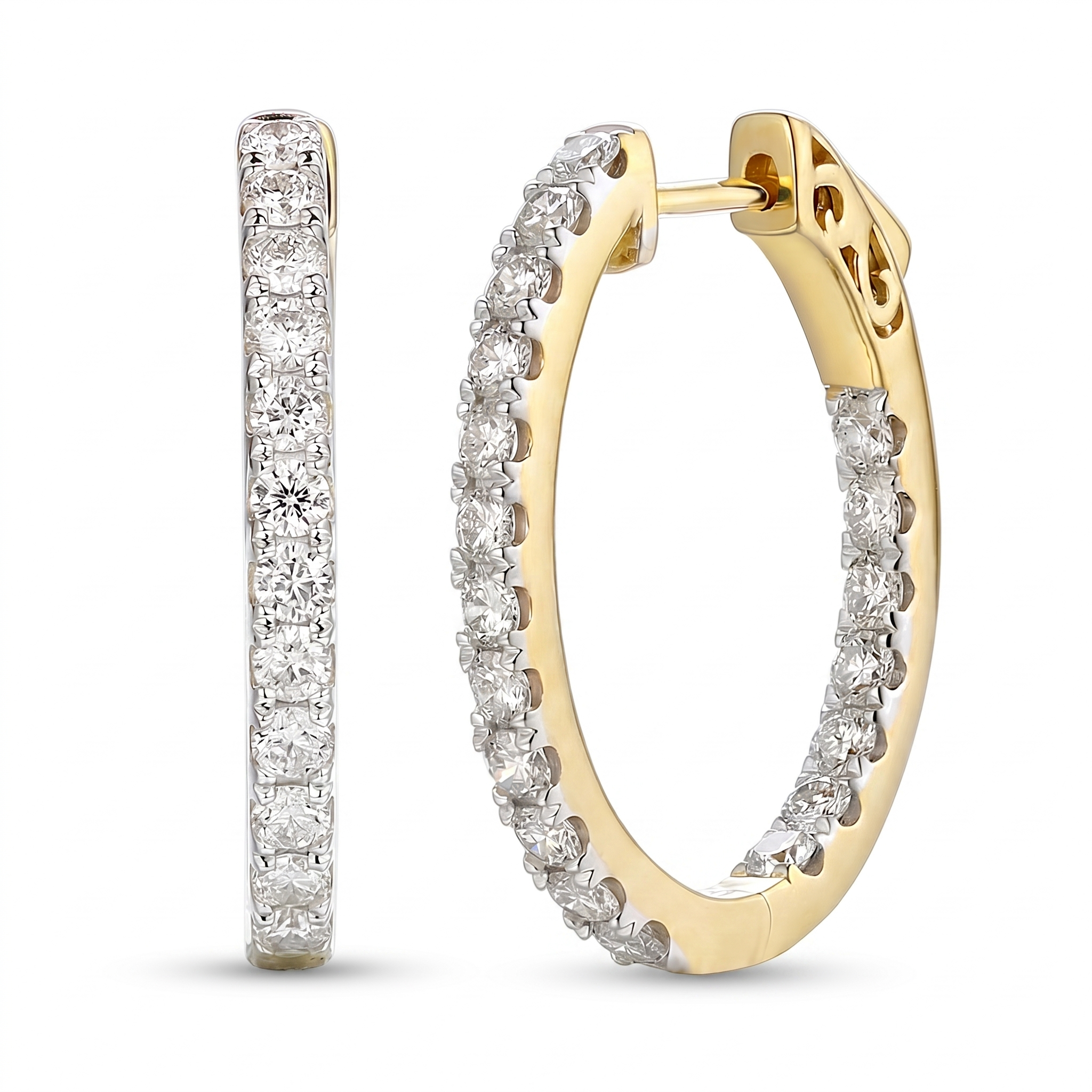 Kolczyki diamentowe, żółte złoto 1,48 ct Ekskluzywne Zegarki